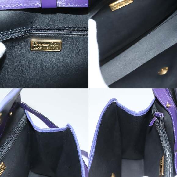 DIOR Hand Bag Leather Gold Purple Gray - Picture 12 of 13
